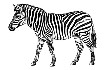 Obraz premium Vintage zebra engraving african safari animal detailed black and white art illustration