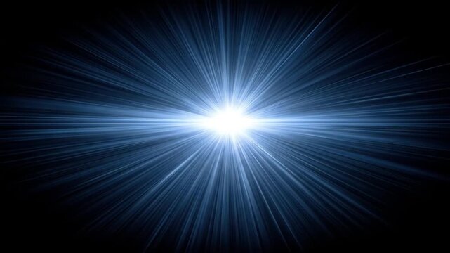 Bright blue light bursting outward in all directions on black background