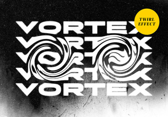 Distort Twirl Text Effect Mockup