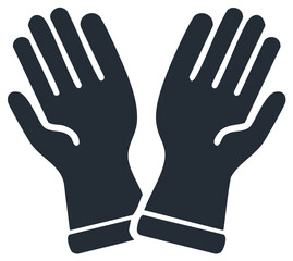 Obraz premium Dark blue rubber gloves, clean or protective gear in flat design.