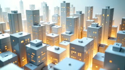 Warm Light Layout of White Model Building Complex