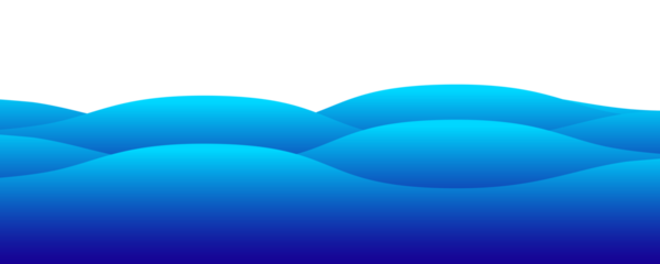 Blue ocean waves graphic isolated on transparent background transparent background