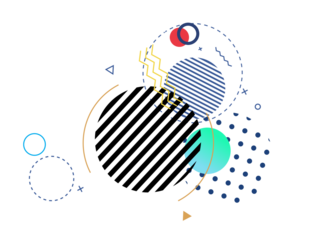 Colorful geometric shapes design isolated on transparent background transparent background