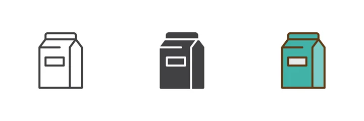 Fotobehang Karaktertjes Milk carton package different style icon set. Line, solid and filled outline colorful icon, vector sign and symbol. Milk icon for grocery dairy product and food icon use.  © alekseyvanin