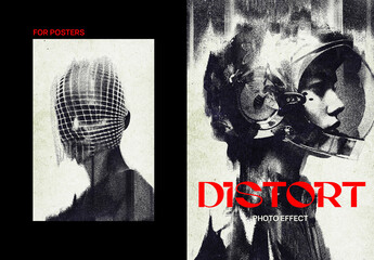 Distortion Poster Photo Effect Mockup
