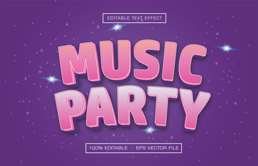 Fototapeta premium Music party text effect with purple style