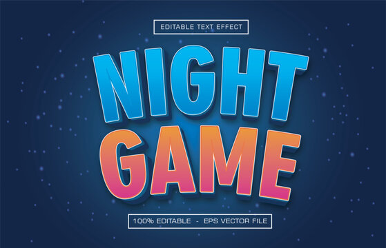 Night game text effect with star background