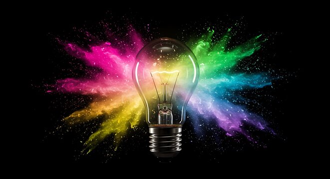 Colorful Light Bulb Idea Explosion - Powered by Adobe