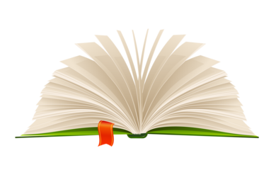 OpenBookWithGreenCoverAndRedBookmarkisolated transparent background