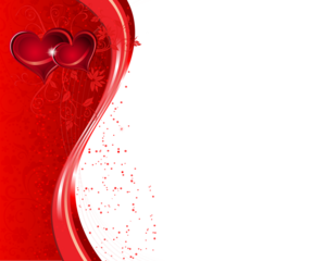 Red hearts with floral swirls isolated on transparent background transparent background