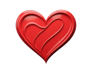Fototapeta premium Embossed red heart shape with swirling lines on a black background isolated on transparent