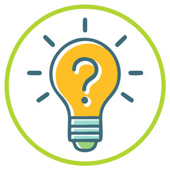 Vector icon of a light bulb with a question mark for concepts of inquiry and curiosity