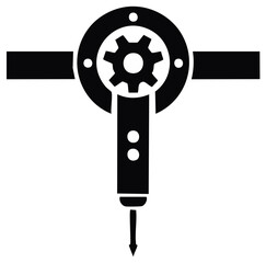 Obraz premium Drilling Machine Icon Vector, Construction Drill Equipment Silhouette, Machinery Symbol