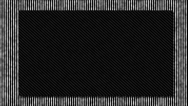 Abstract black rectangular frame with diagonal stripes on white vertical lines background