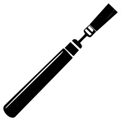 Black and white vector illustration of a paint brush with a long handle used for painting and art projects