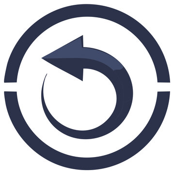Circular arrow in a loop representing feedback or return concept, vector illustration