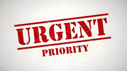 Urgent priority stamp on white background with red text