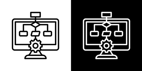 Algorithm Icon Set Vector Collection Style Line Isolated In Black And White