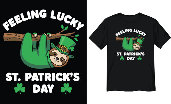 Cute Sloth Wearing Leprechaun Hat Hanging on Branch St. Patrick's Day Illustration - Powered by Adobe