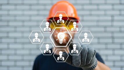 Innovative worker with creative team collaboration concept