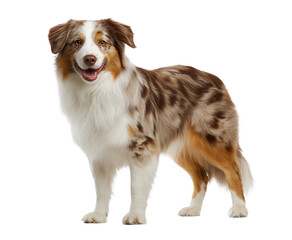 Happy Australian Shepherd Dog Standing and Smiling Isolated on Transparent Background PNG