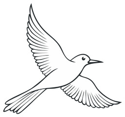 Obraz premium Graceful Bird in Flight Outline Drawing Design Symbolic Freedom Peace