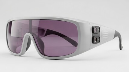 Modern oversized sunglasses with purple tinted lenses