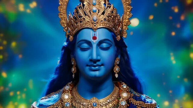 Serene hindu goddess with ornate crown and jewelry