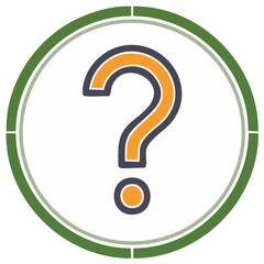 Question mark icon symbol within segmented green circle for frequently asked questions
