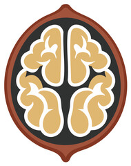Stylized Brain Shape Within a Walnut Shell Symbolizing Intelligence and Healthy Eating