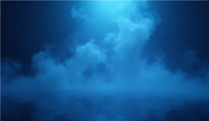 Fototapeta premium A serene blue sky with white clouds reflects over the calm sea as a bright sun illuminates the vast nature and airy cloudscape of a clear day