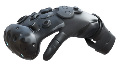 Advanced virtual reality glove for immersive gaming and simulation experiences on transparent background