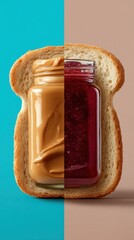 Pastel Blue Field with Peanut Butter and Jelly Jars