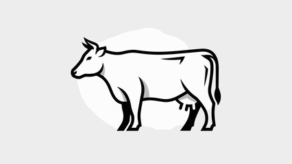 Black and White Cow Illustration.