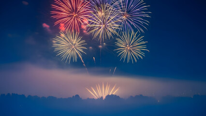 Night sky illuminated by fireworks