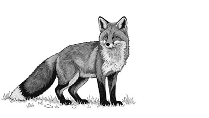 Black and White Fox Illustration.