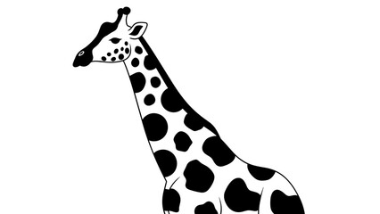 Black and White Giraffe Illustration.