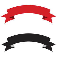 Red and black ribbons with pointed ends on white background for decoration and design