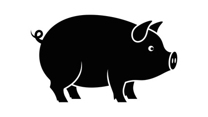 Fototapeta premium Black Silhouette of a Pig.