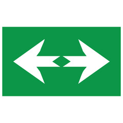 Green rectangular sign with white double arrow pointing left and right  directional symbol