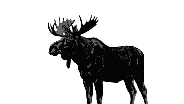 Moose Silhouette with Large Antlers.