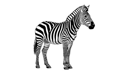 Obraz premium Zebra Standing Alone on White Background.