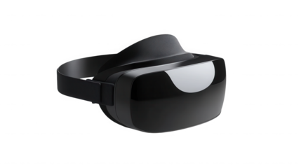 Sleek black virtual reality headset for immersive gaming on transparent background