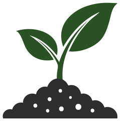 Simple Vector Icon of a Green Sprout Growing in Soil for Ecology and Agriculture Concepts