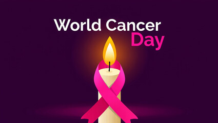 World cancer day awareness with pink ribbon symbol