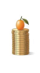 Orange Fruit on Stack of Gold Coins - Commodity and Financial Investment