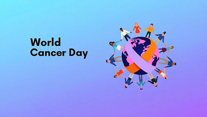 People around the world cancer awareness symbol
