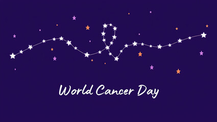 World cancer day awareness ribbon made of stars