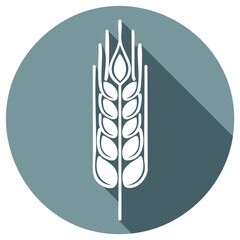Stylized wheat stalk icon with long shadow in circular background