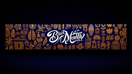 A colorful banner with a blue and gold pattern